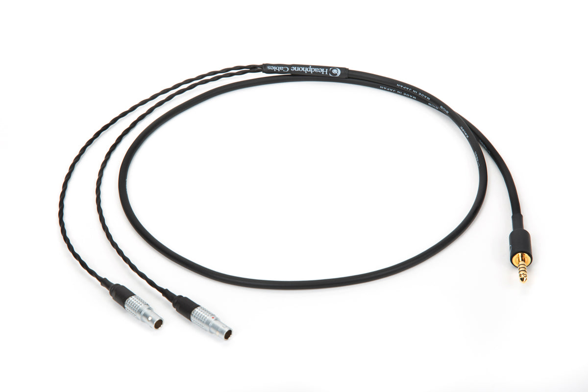 Close-up of 4ft Canare L-4E5C cable for Focal Utopia with 4.4mm TRRRS balanced plug