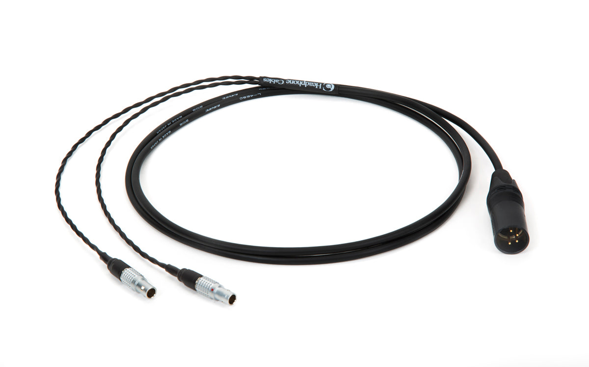 Close-up of 6ft Canare L-4E5C cable for Focal Utopia with 4-pin XLR plug