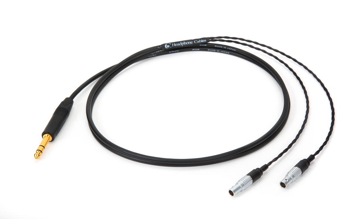 Close-up of 6ft Canare L-4E5C cable for Focal Utopia with 1/4" TRS plug