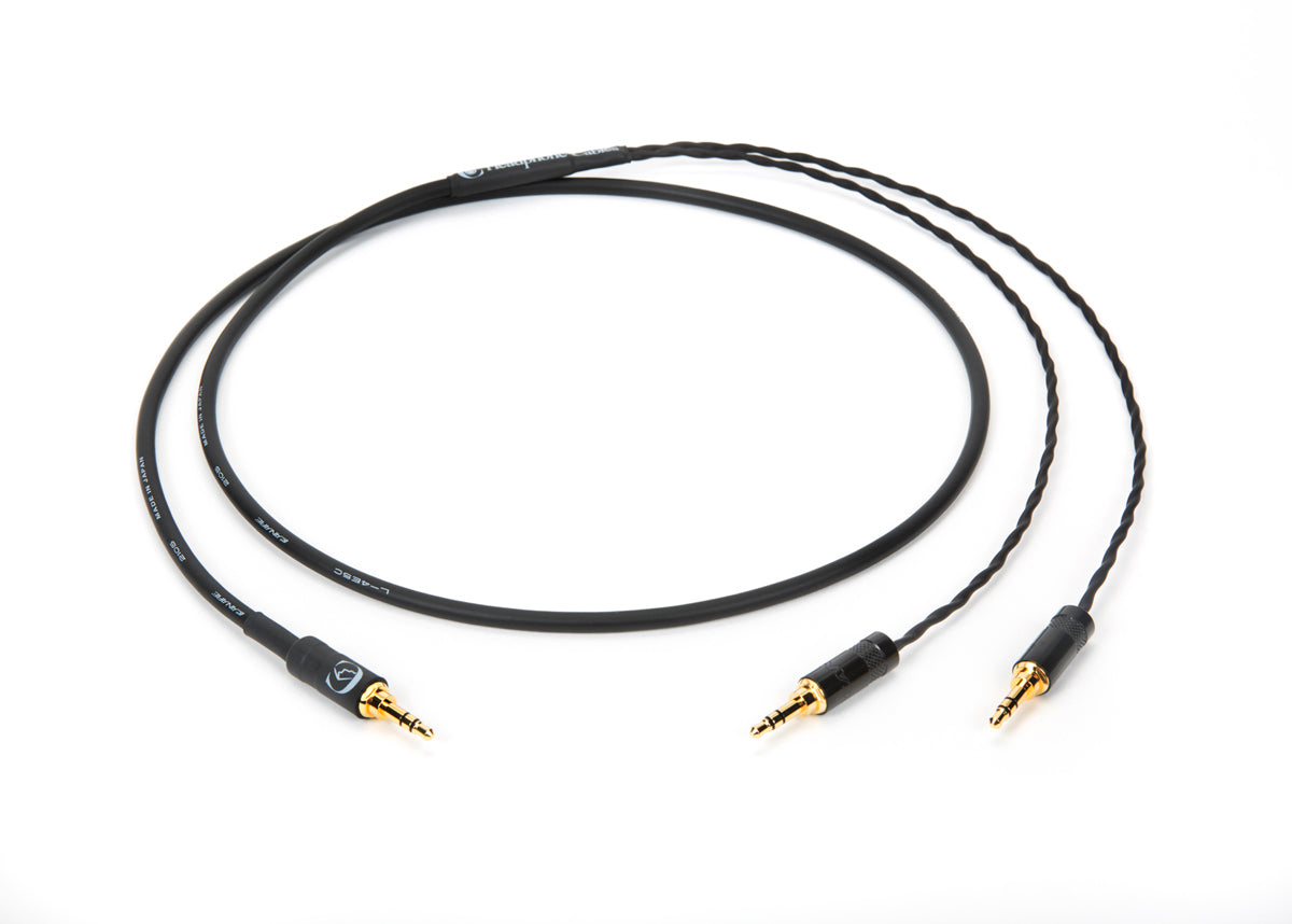 Close-up of 4ft Canare L-4E5C cable for HiFiMAN headphones with 3.5mm TRS plug