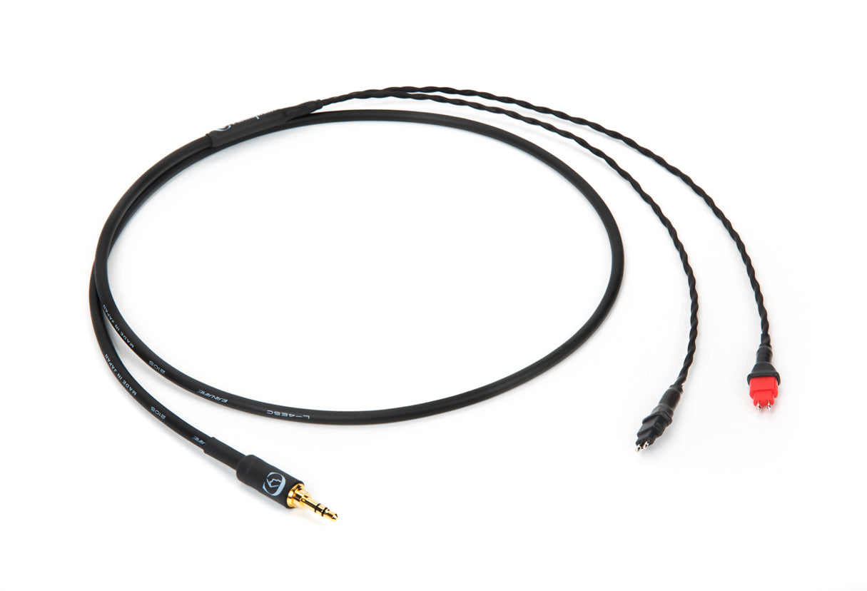 Close-up of 4ft Canare L-4E5C cable for Sennheiser HD 600, HD 650, HD 660S2 with 3.5mm TRS plug