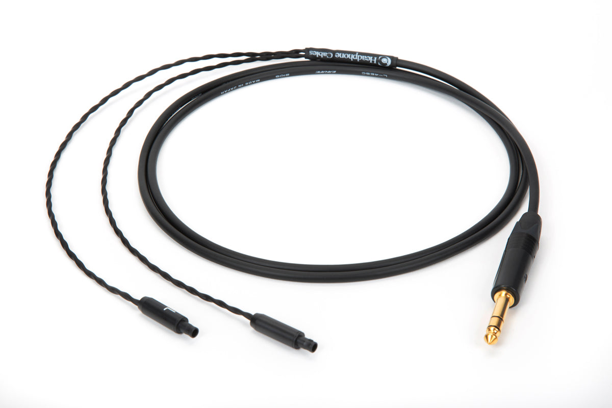 Close-up of 6ft Canare L-4E5C cable for Sennheiser HD800, 800S, 820 with 1/4" TRS plug